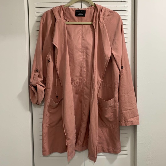 Love Tree Lightweight Trench Coat Blush Size Large - Picture 4 of 9